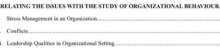 I want RELATING THE ISSUES WITH THE STUDY OF