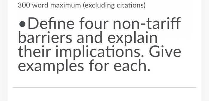 Define four non Tarrif barriers . Explain their