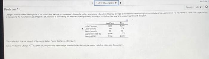 Tot 12 cm 3 correct Problem 1.5 on Help