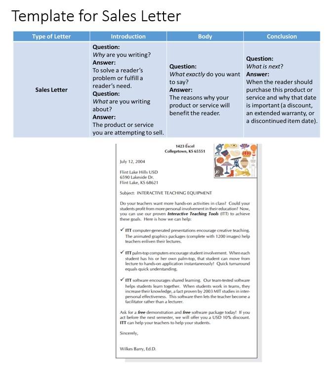 make sales letter like these templets: Template