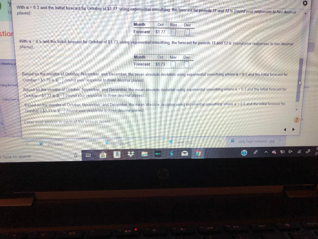 With a=0.3 and the initial forecast for October