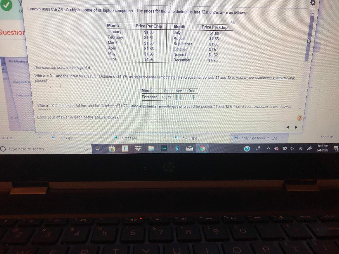With a=0.3 and the initial forecast for October