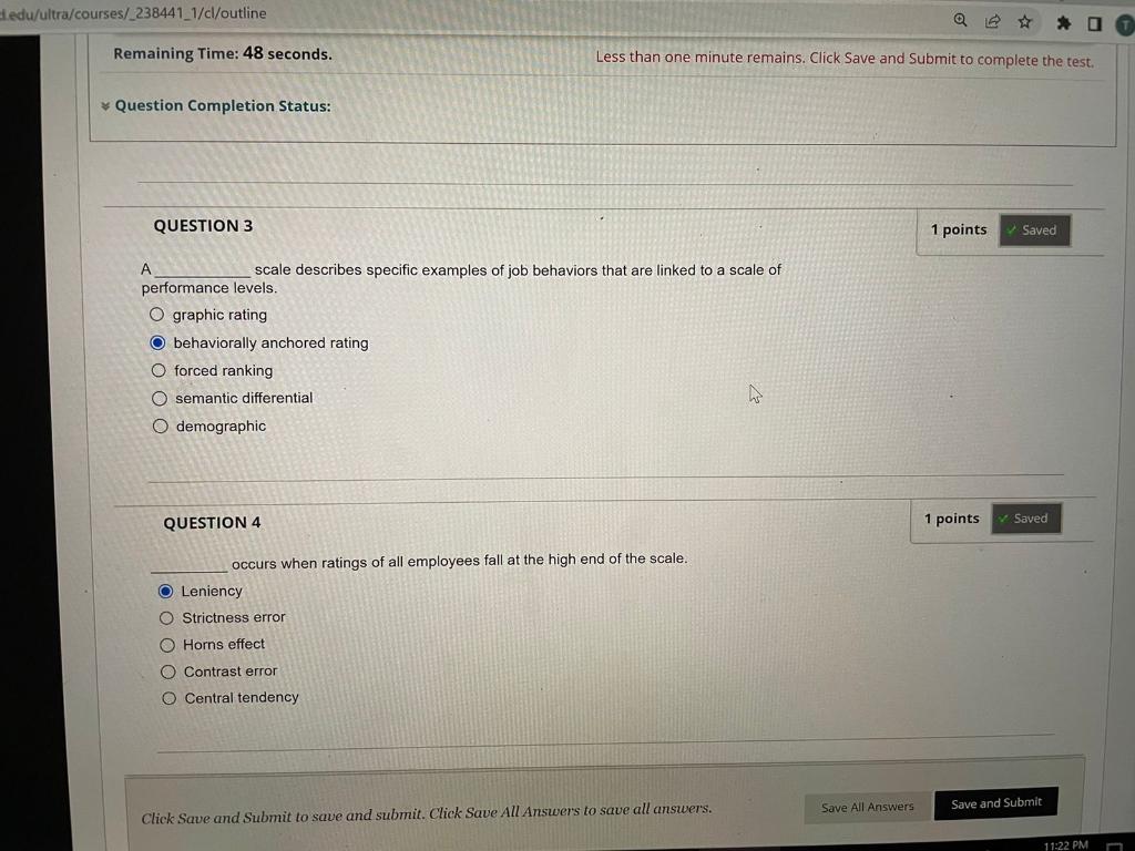 Remaining Time: 48 seconds. Less than one minute