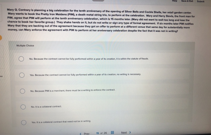 Help Save & Exit Submit Mary Q. Contrary is