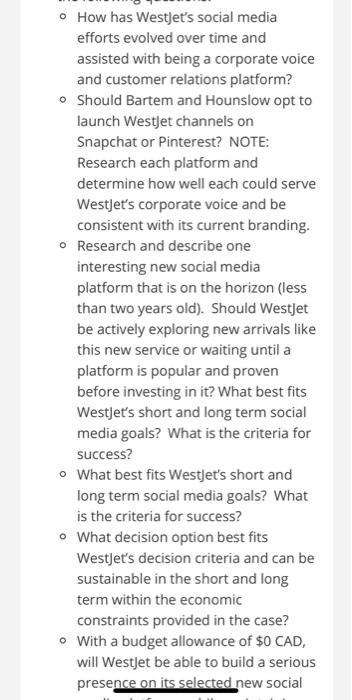 o How has WestJet's social media efforts evolved