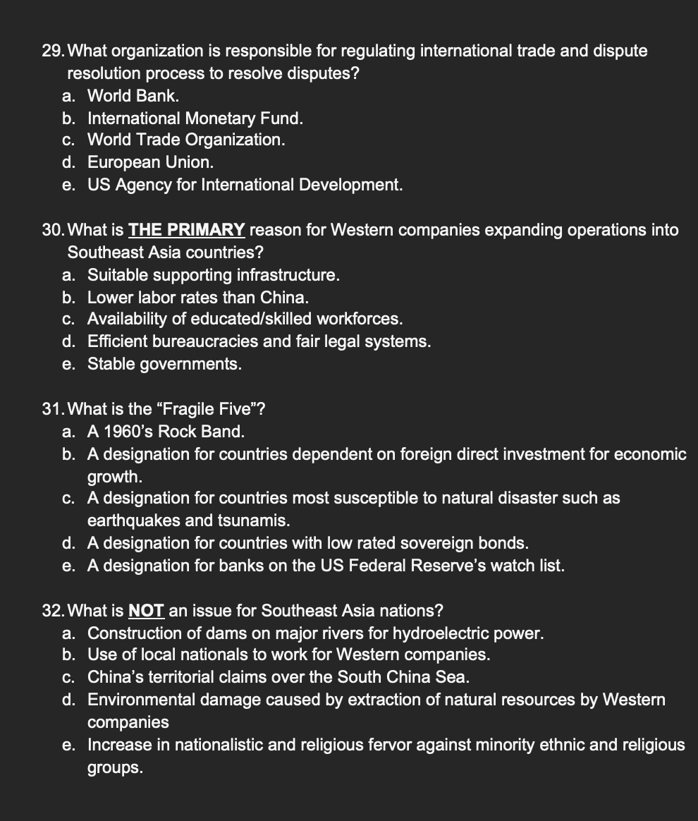 29. What organization is responsible for