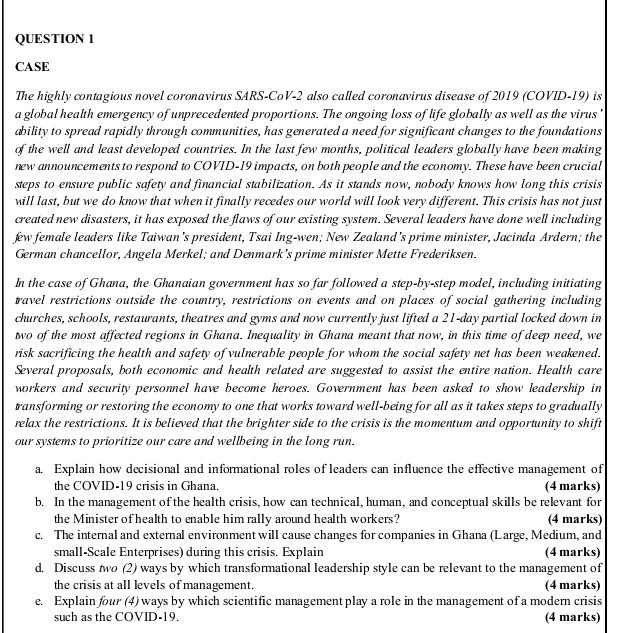 QUESTION 1 CASE The highly contagious novel