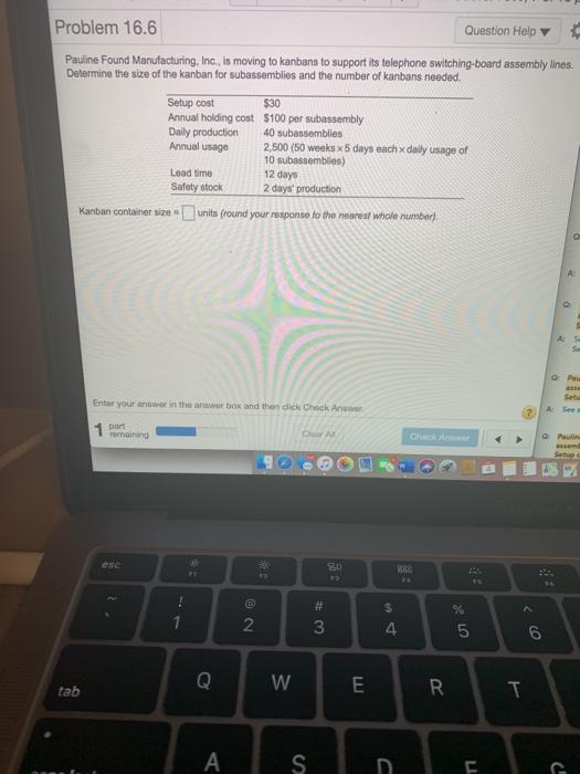 Problem 16.6 Question Help Pauline Found