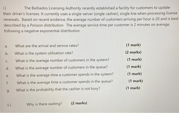 i.) The Barbados Licensing Authority recently
