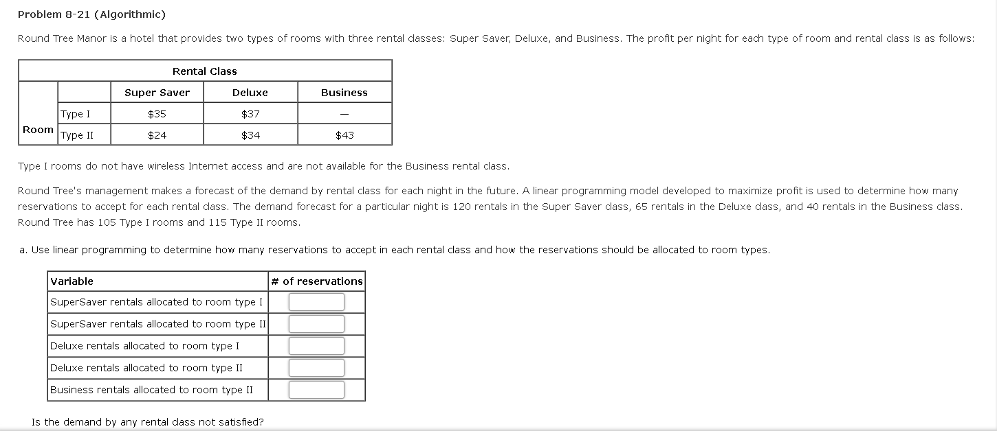 Problem 8-21 (Algorithmic) Round Tree Manor is a