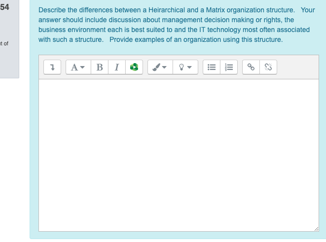 54 Describe the differences between a