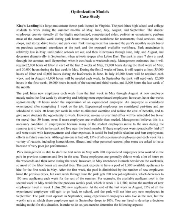 What decision should your model help the company