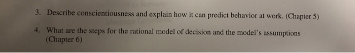 3. Describe conscientiousness and explain how it