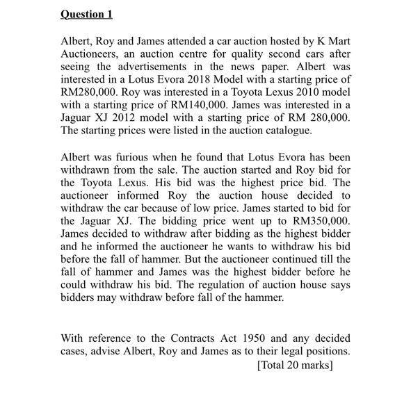 (MUST INCLUDE: ISSUE, LAW, APPLICATION &