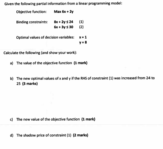 Given the following partial information from a