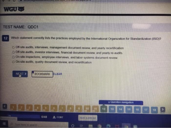 WGUWS TEST NAME: QD01 12 Which statement