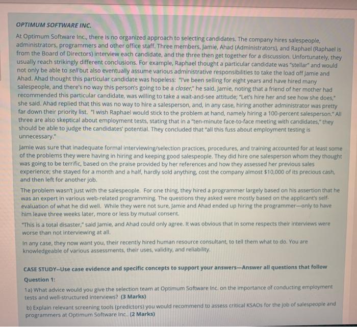 OPTIMUM SOFTWARE INC. At Optimum Software Inc.,