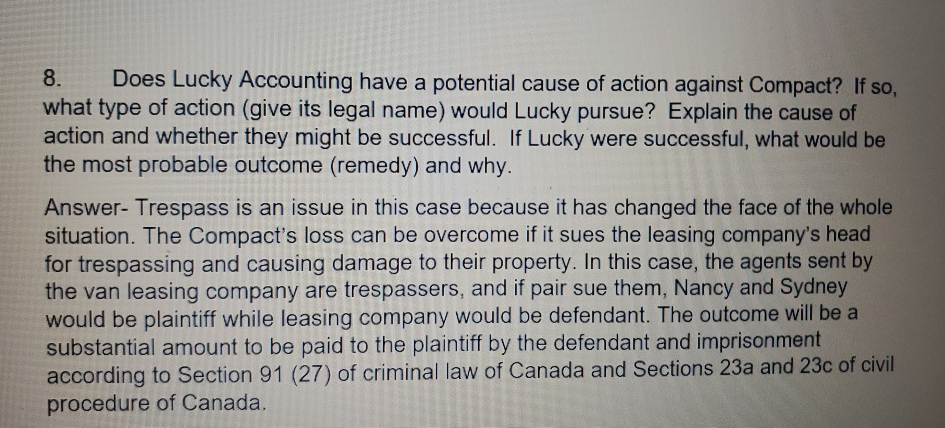 Previous question 8. Does Lucky Accounting have a