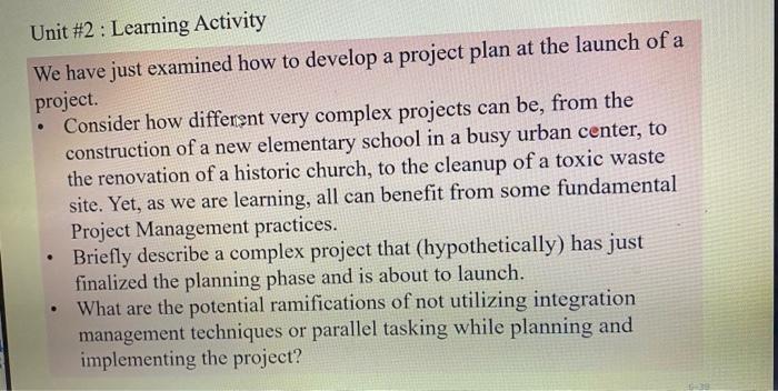 . Unit #2 : Learning Activity We have just
