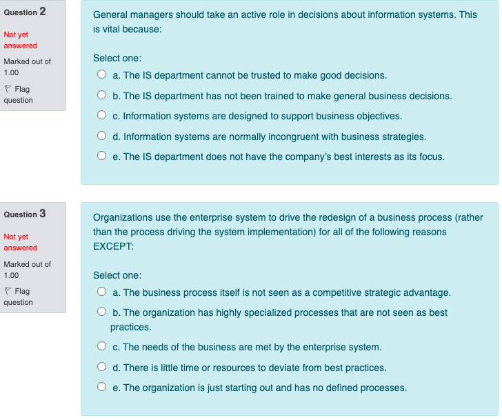 Question 2 General managers should take an active