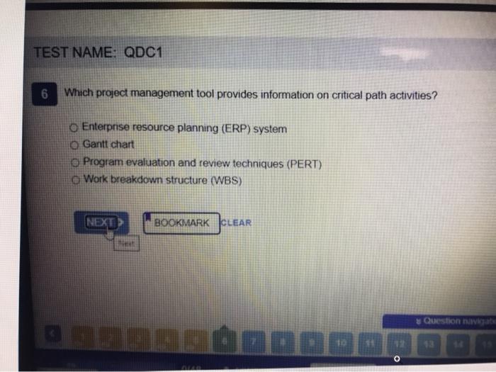 TEST NAME: QDC1 6 Which project management tool