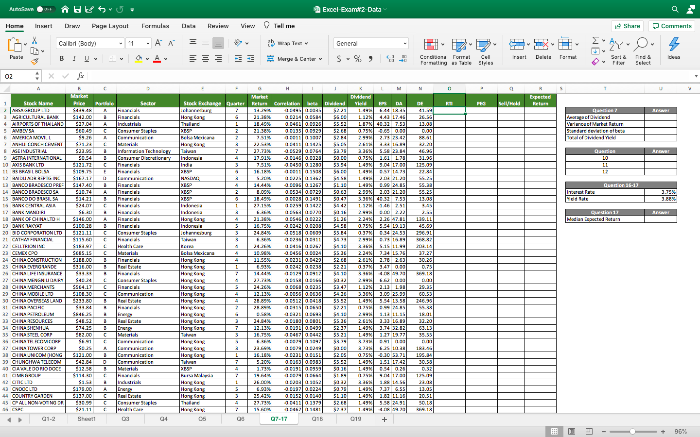Only need help with question 15, table goes to