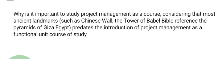 Project Management Assignment Why is it important