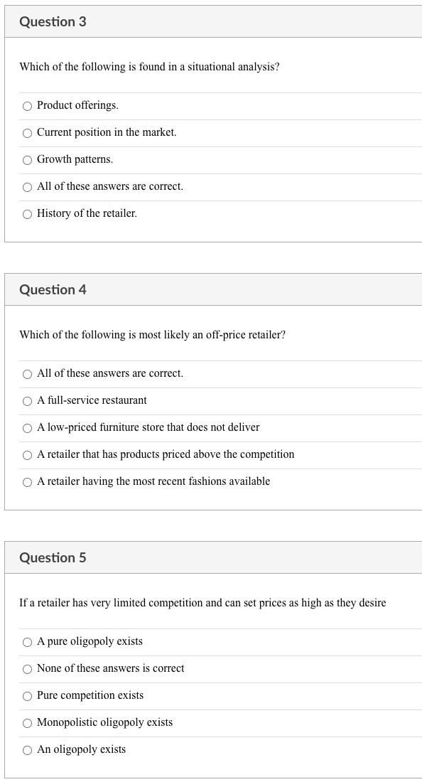 Question 3 Which of the following is found in a