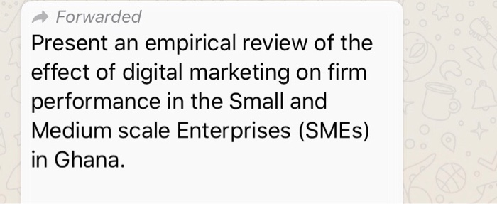 Forwarded Present an empirical review of the