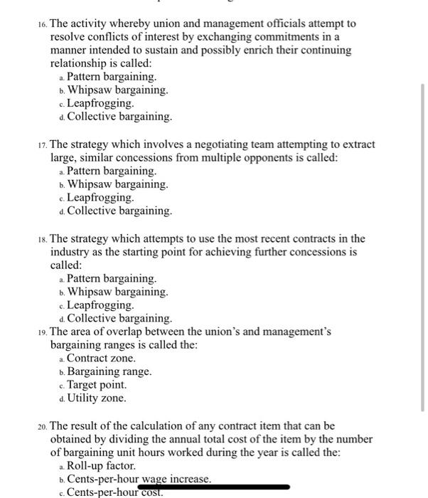 16. The activity whereby union and management