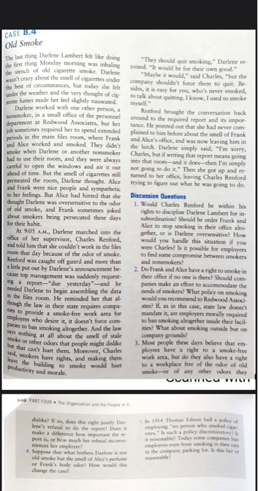 CASE 8.4 Old Smoke smoke or other odors that