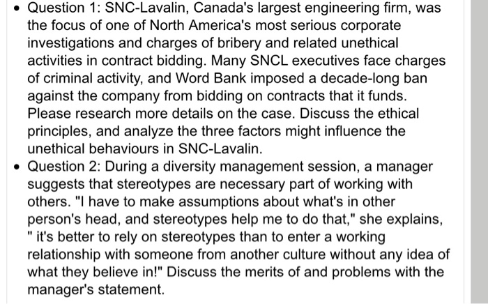 Question 1: SNC-Lavalin, Canada's largest