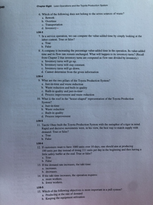 240 Chapter Eight Lean Operations and the Toyota