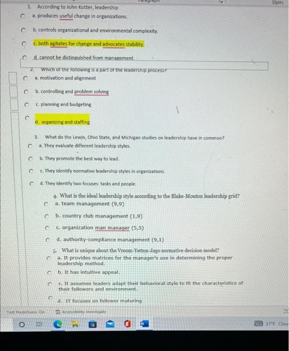 Styles 1 According to John Kotter, leadership c.