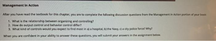 Management in Action After you have read the