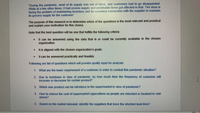 "During the pandemic, most of its supply was out