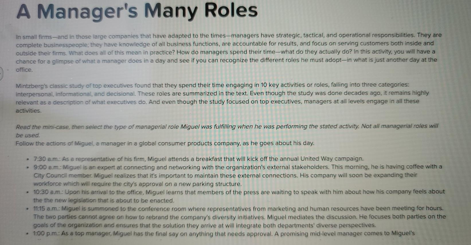 Principles of Management Below is a list for 1 -