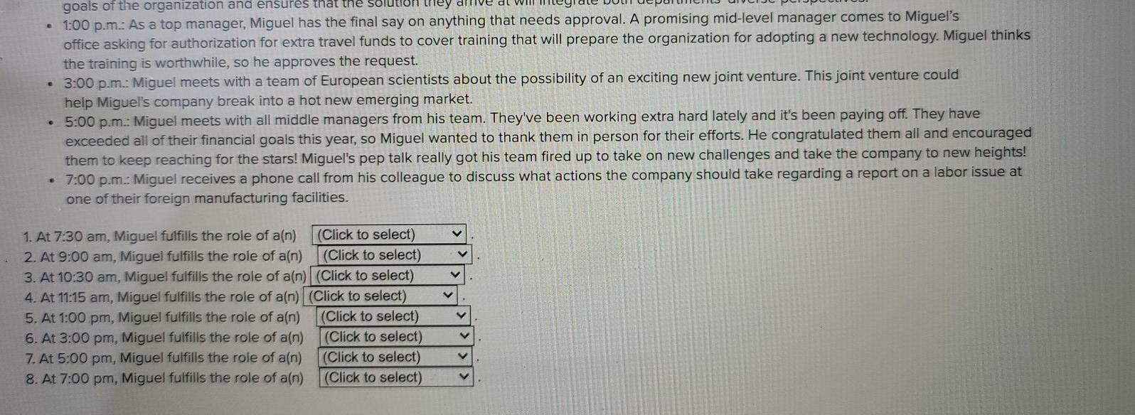 Principles of Management Below is a list for 1 -