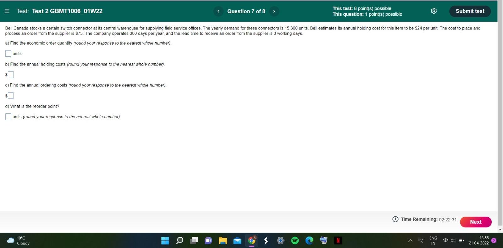 Bell Canada stocks a certain switch connector at