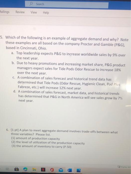 o Search Hailings Review View Help 5. Which of