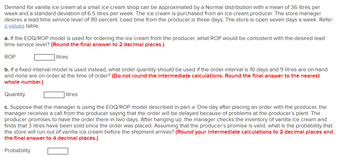 Demand for vanilla ice cream at a small ice cream