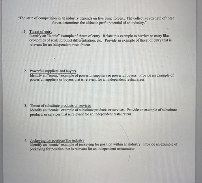 "The state of competition in an industry depends
