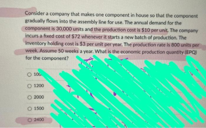 Consider a company that makes one component in