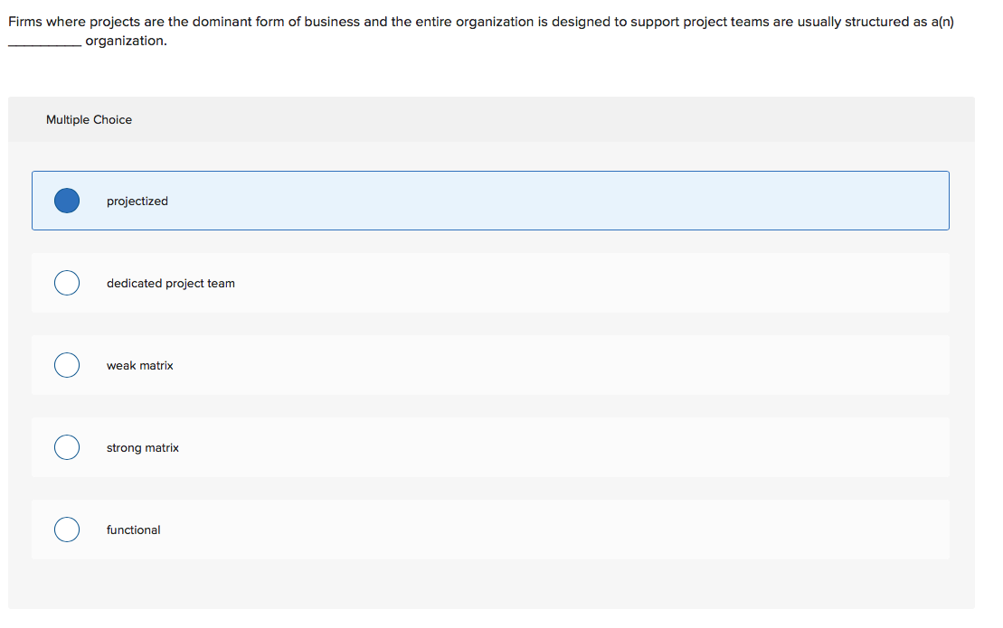 Firms where projects are the dominant form of