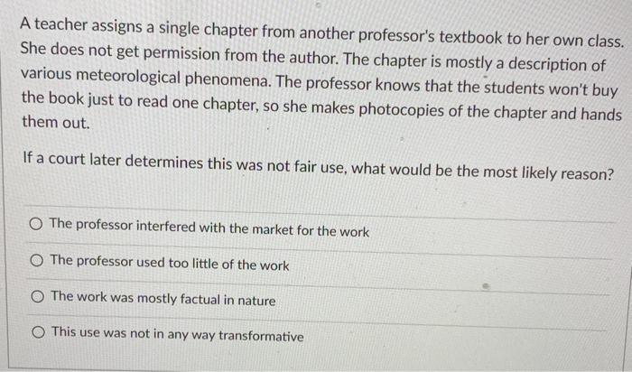 A teacher assigns a single chapter from another