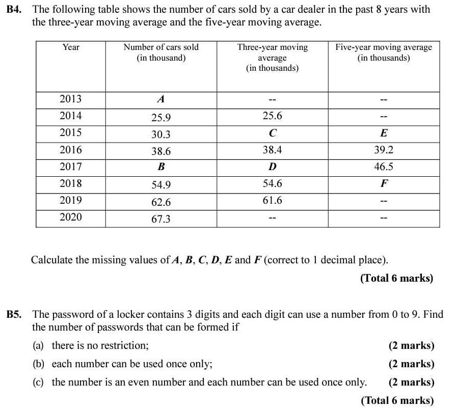 Need only solution for B5, B4 can be ignored B4.