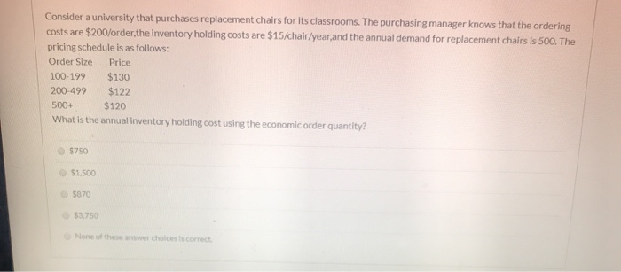 Consider a university that purchases replacement