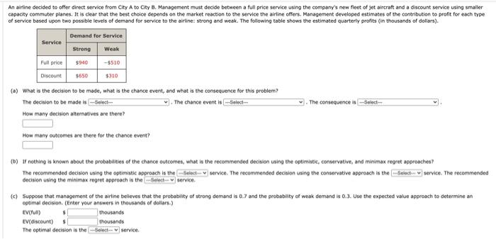 can you help? An airline decided to offer direct