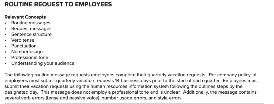 Instructions: Within the body of the e-mail