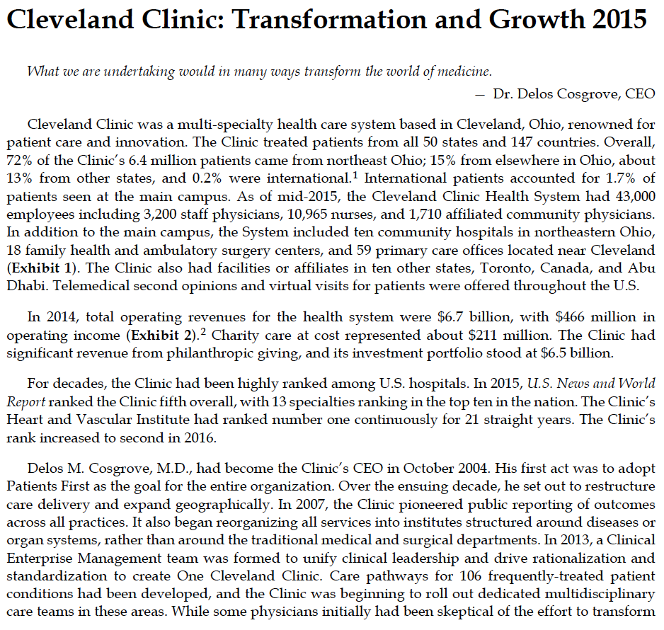 What is the Cleveland Clinics overall strategy